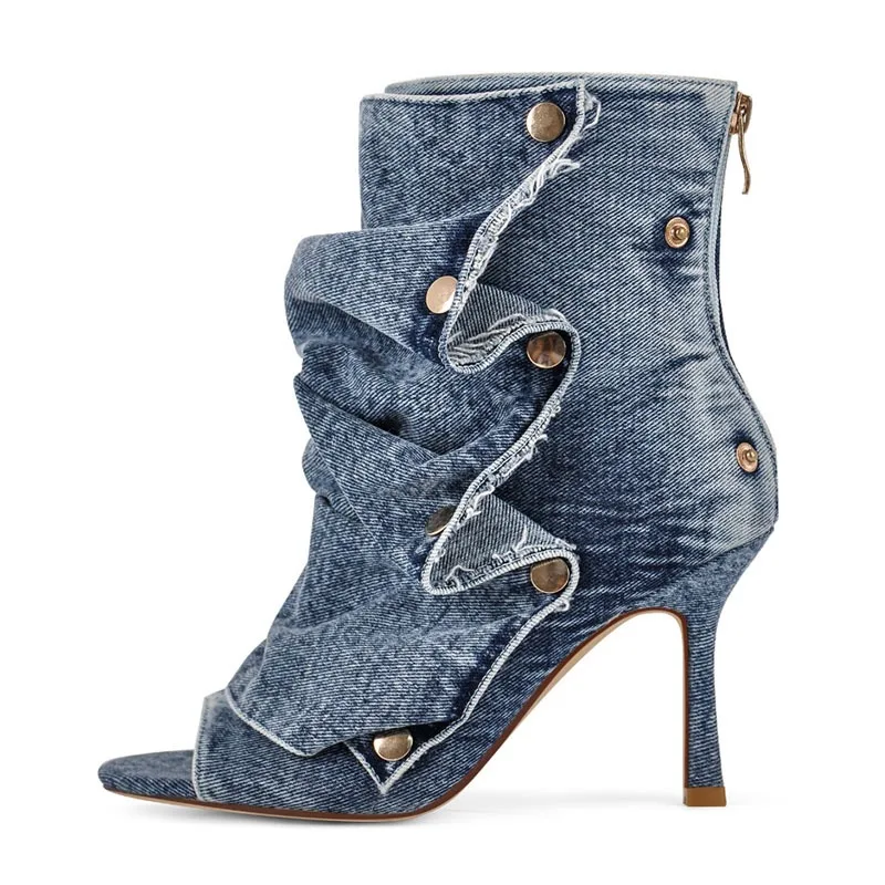 

Европейские и американские летние ретро-ботинки с плиссировкой и вырезом «рыбий рот» для женщин, короткие ботинки с цветным клетчатым узором и задней молнией