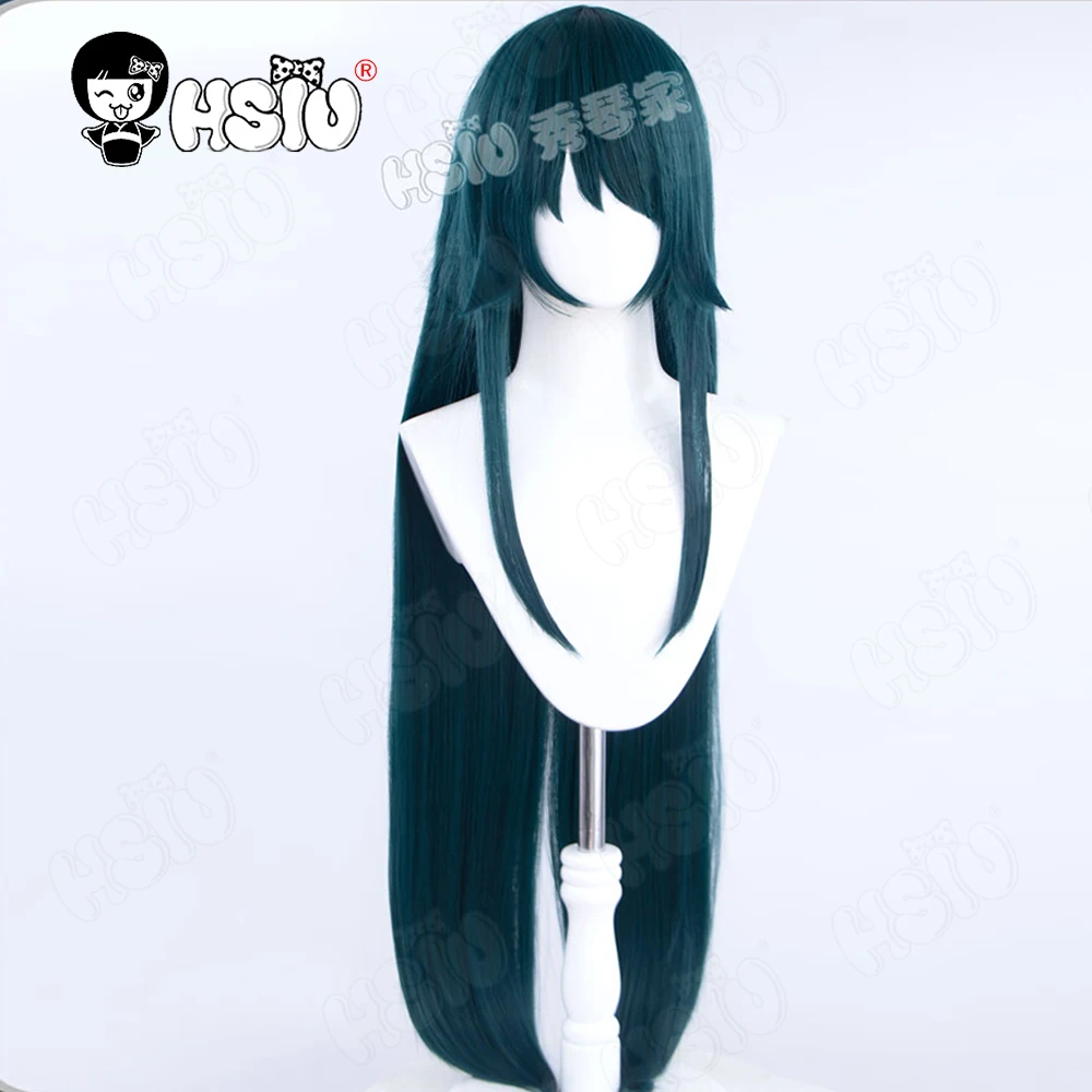 HSIU-Perruque Synthétique Longue Vert Foncé avec Bonnet pour Cosplay, 100cm