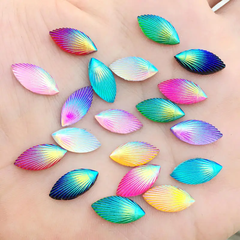 7*15mm Shell Horse Eye Shape AB Rhinestone Clothing Accessories Phone Flat Back Party Decoration.80pcs -A34