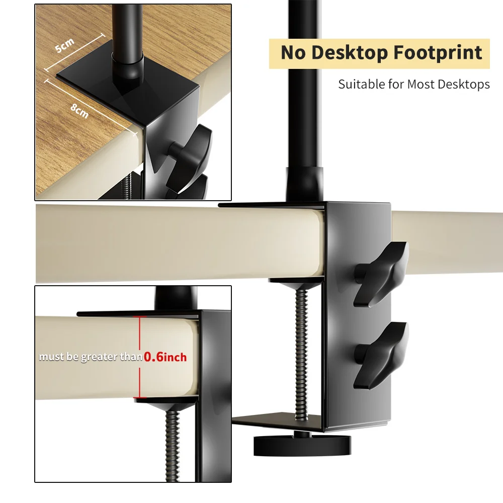 Support de bureau en forme de C, Support métallique Flexible, charge de 5kg, tête sphérique pour plaque lumineuse, projecteur, caméra de Smartphone