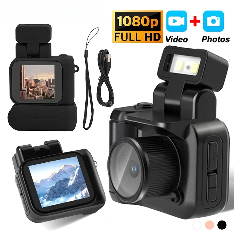 

Portable HD 1080P Mini Camera with Screen-Retro Ultra-Compact Design, Flash Light & Battery Dock, Digital Video Recorder