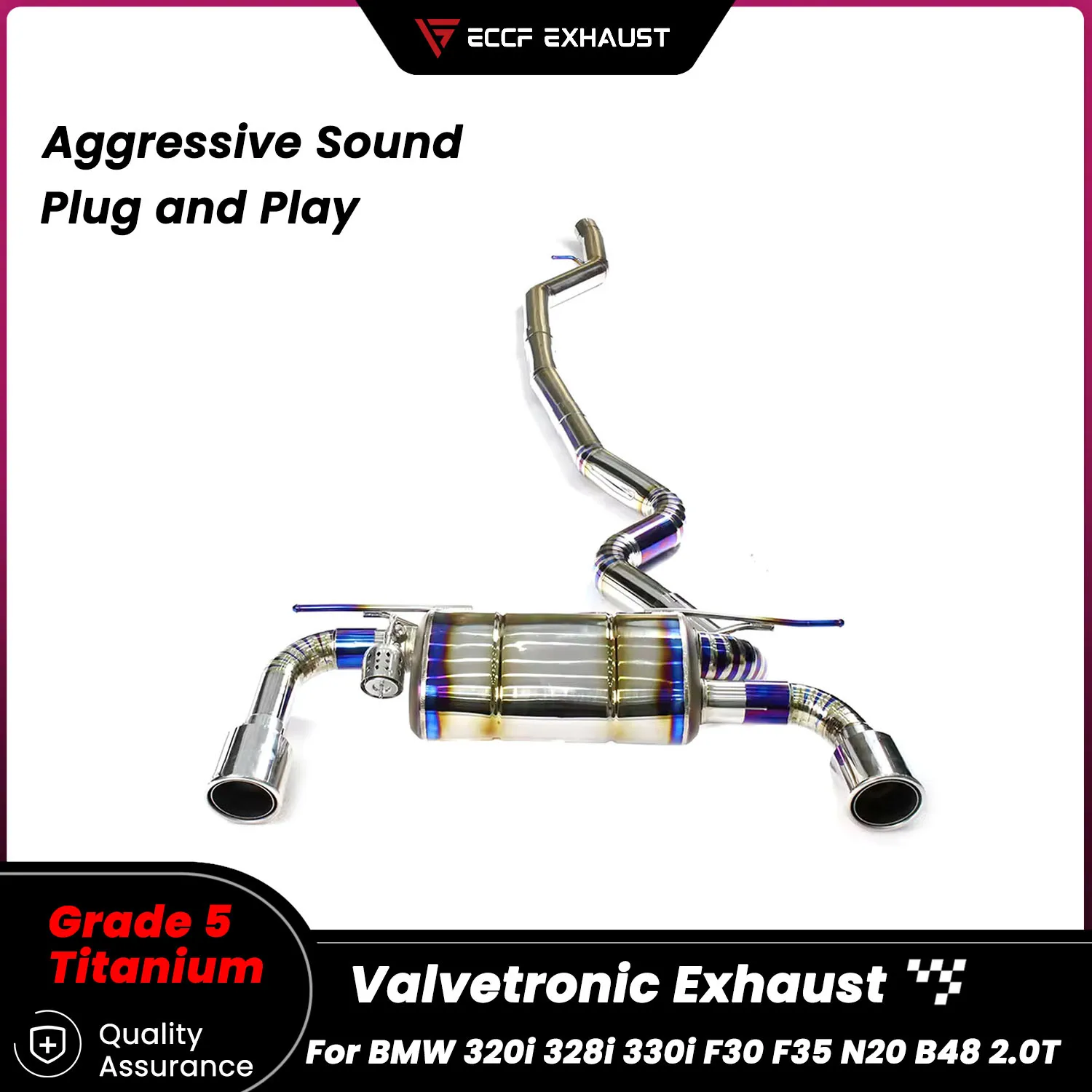 

Pneumatic Valve Sporty TItanium Catback Exhaust for BMW 320i 328i 330i F30 F35 N20 B48 2.0T Freely Adjustable Sound Control