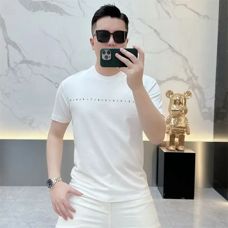 

LIBIELIY Short-sleeved T-shirt Summer Trendy Men's Slim Round Neck Casual Top Simple Trendy Versatile Half-sleeved Body Shirt