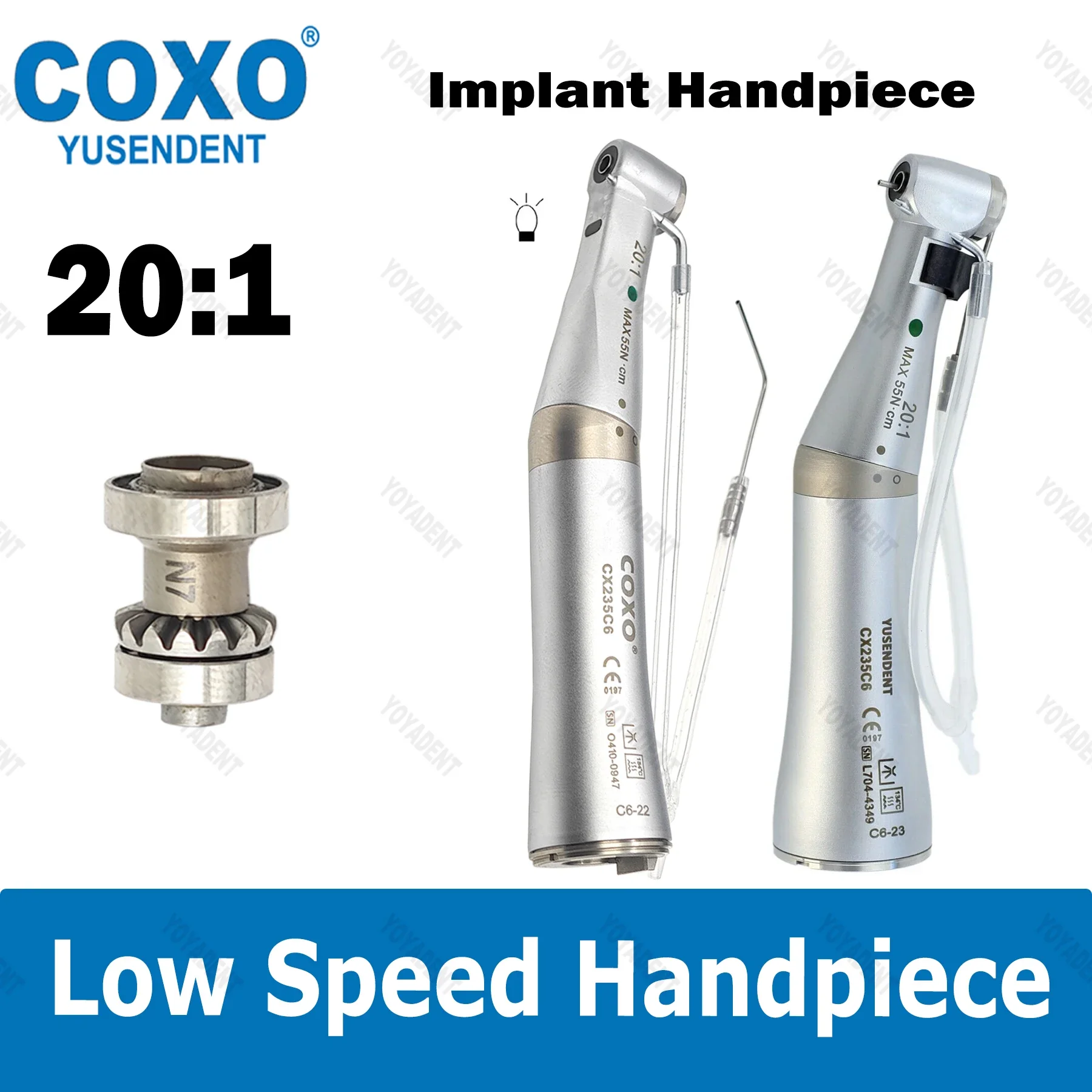 

COXO Dental Handpiece 20:1 Low Speed Handpiece E Type Implant Surgery Contra Angle Handpiece Fit KAVO NSK Dentists Tool