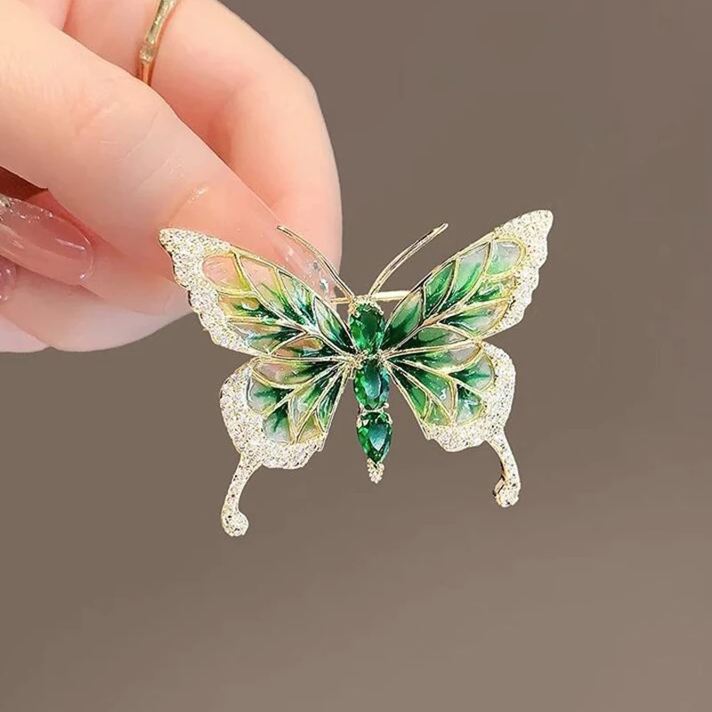 Retro Butterfly Brooch Light Luxury Brooch China-Chic Style Enamel Color High-grade Suit Anti Stray Accessories