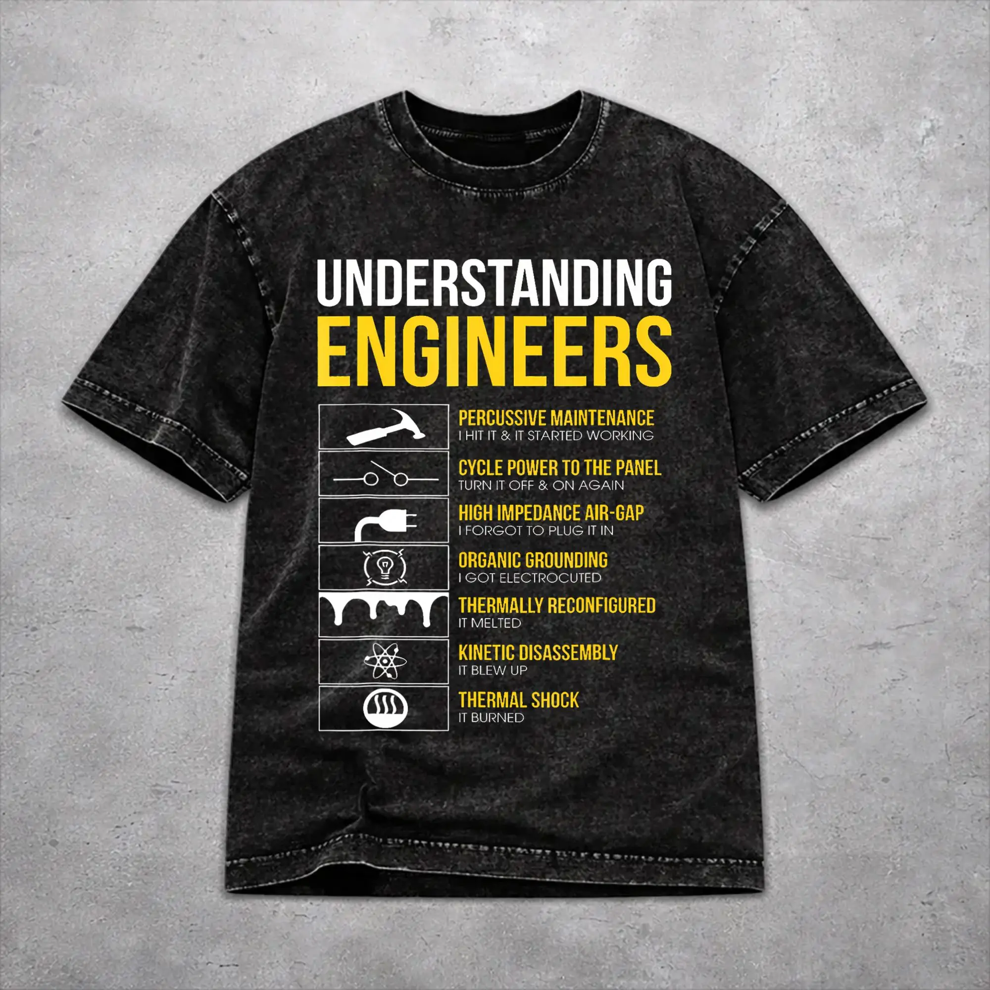 Understanding Engineers Funny Sarcastic Engineering  Outfit Washed T Shirts Men Women Streetwear Hip Hop T-Shirts Summer