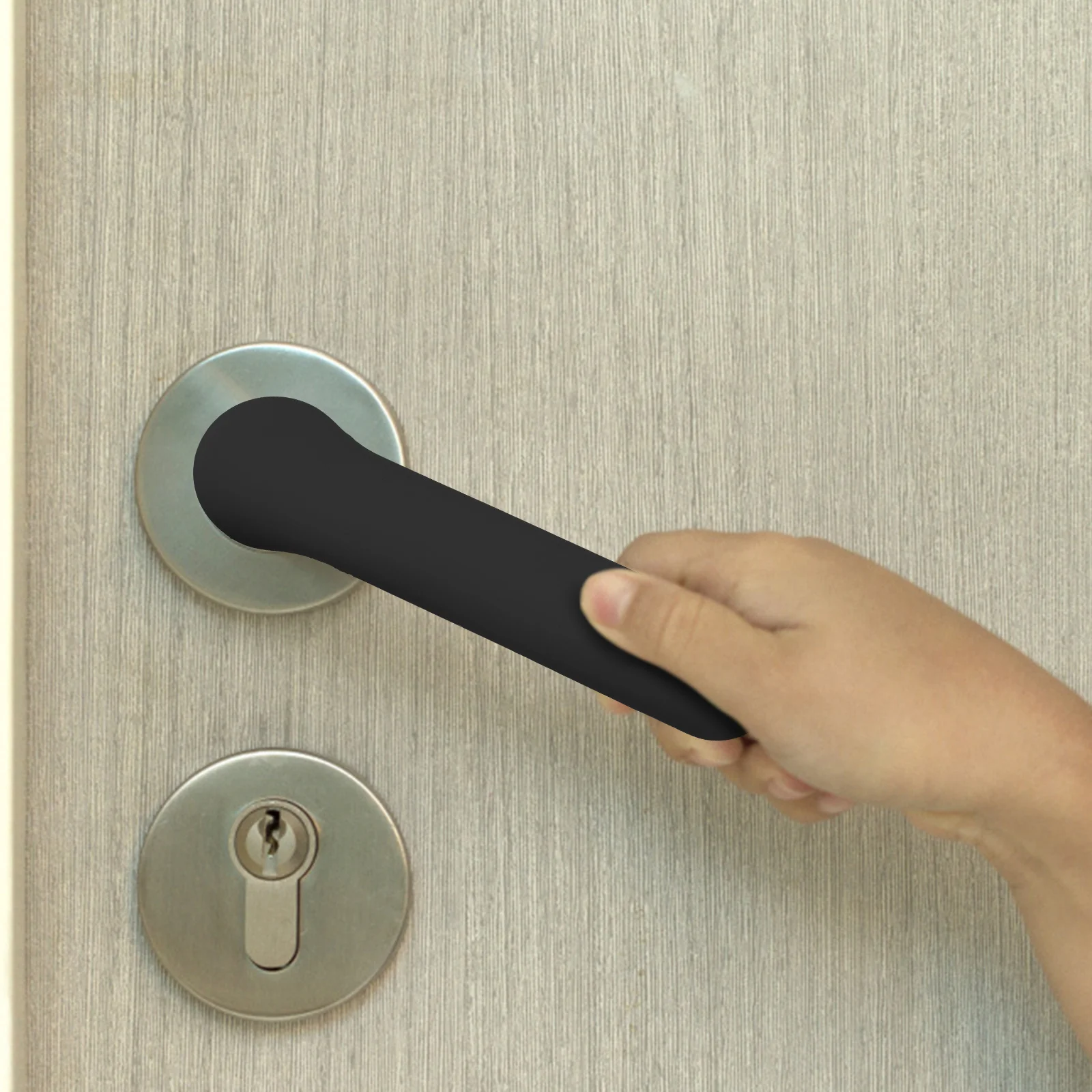 6 個のドアハンドルカバーシリコン衝突防止プロテクターベビーチャイルドプルーフ安全ノブカバー頭の怪我を防ぎ壁の損傷を防ぎます