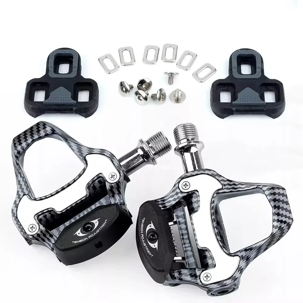 RPANTAHI Road Bike Pedal Carbon Fiber Pattern Ultra Light Bearings Pedal For SPD Keo Self-Locking Bicycle Professional Pedals