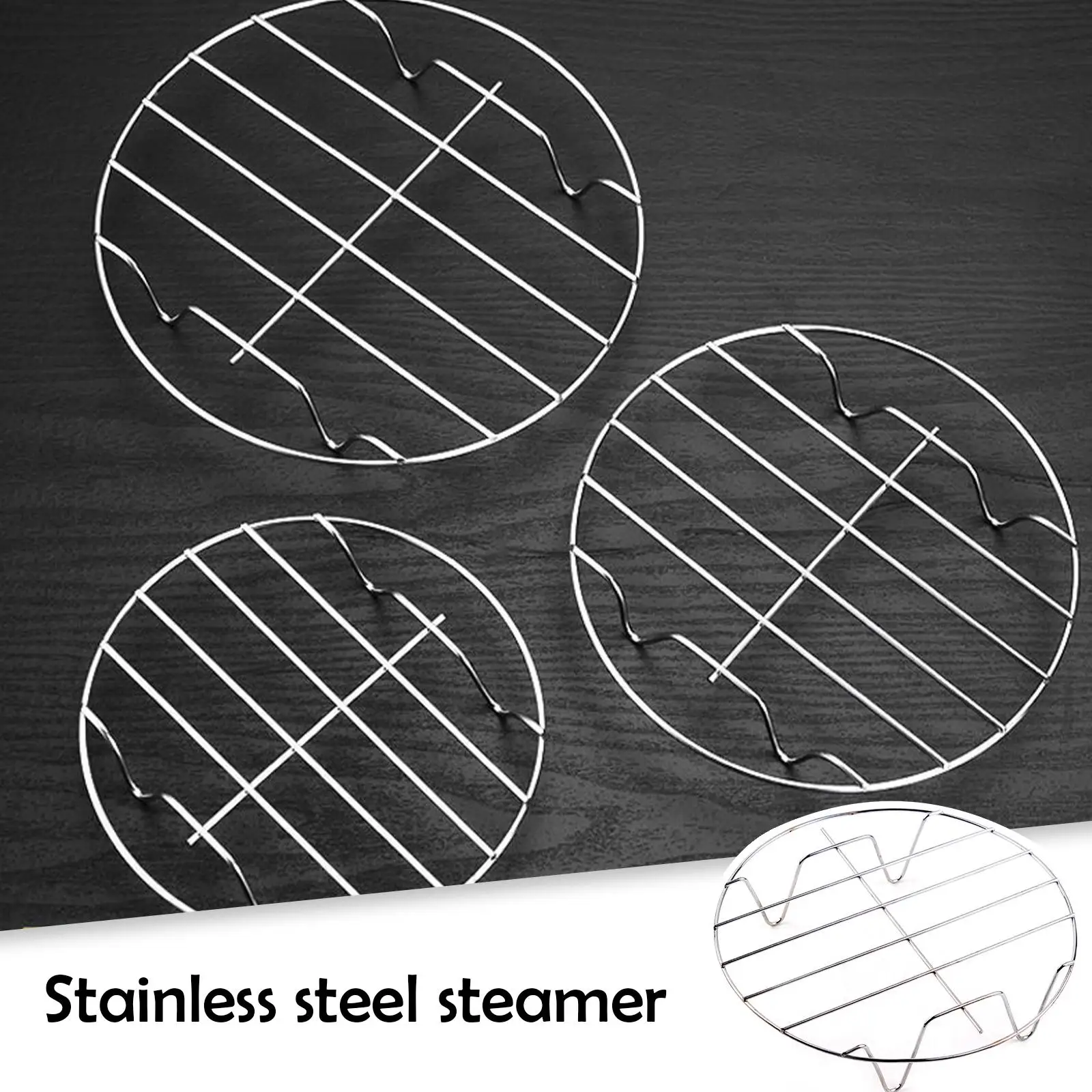 1pc Steel BBQ Rack Air Fryer Grill Pan Kitchen BBQ Roasting Baking Skewers Tray Replacement Tray Multifunctional Grill U6F7