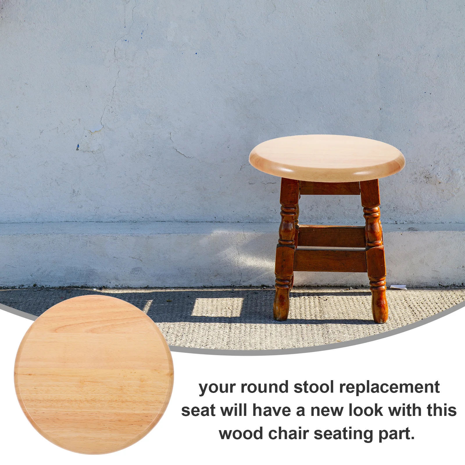 

Wooden Stool Seat Replacement Round Rubberwood Panel Scratch Resistant Strong Sturdy for Bar Stool Chair Home Use Accessory