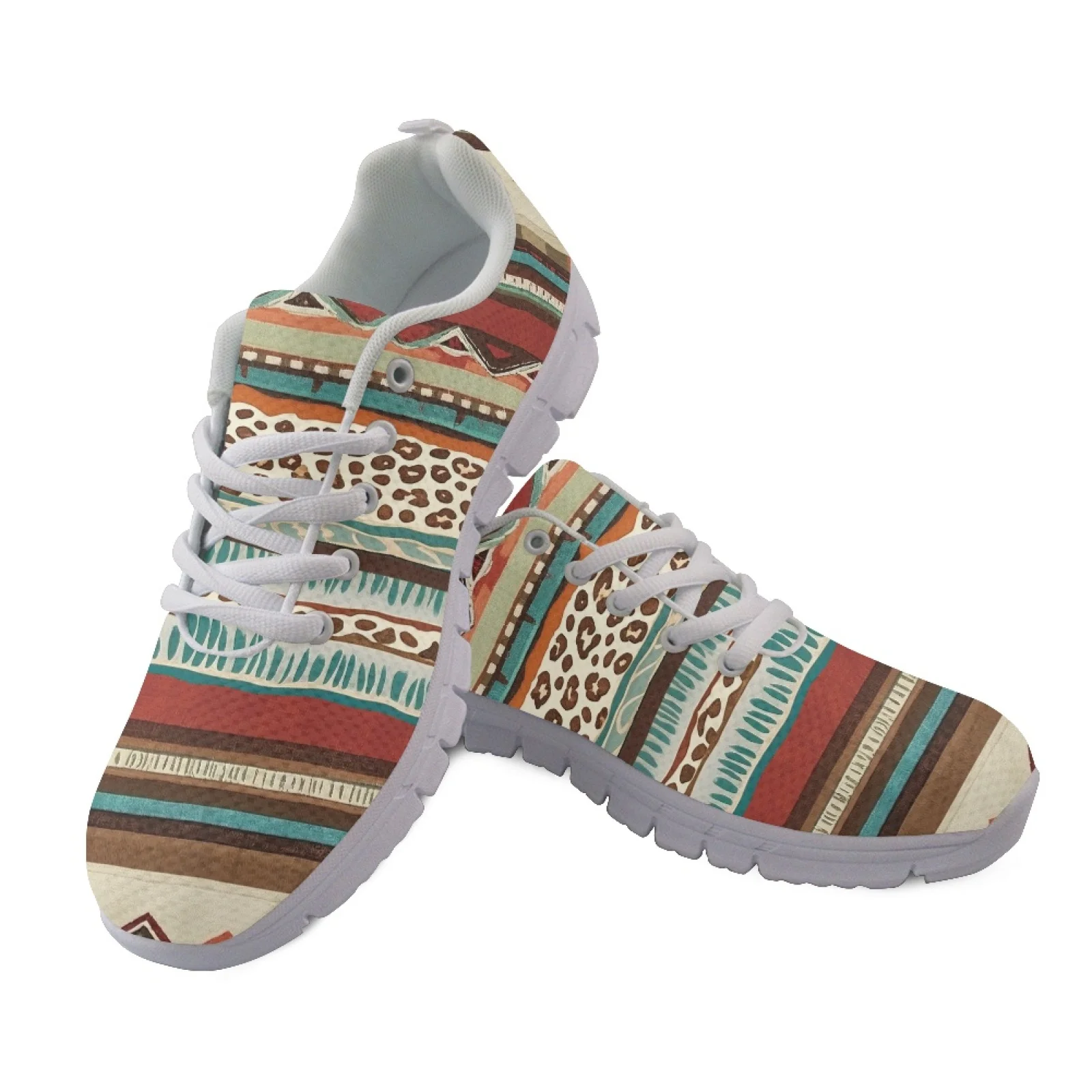 Coloranimal Casual Comfortable Training Shoes for Women Mens Athletic Trainers for Running Leopard Stripe