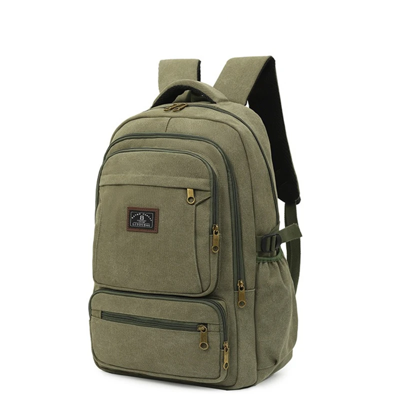 Nesitu Durable Canvas Coffee Khaki Green Black A4 15.6 14'' Laptop Men Women Backpack School Hiking Travel Bag Duffel M2465