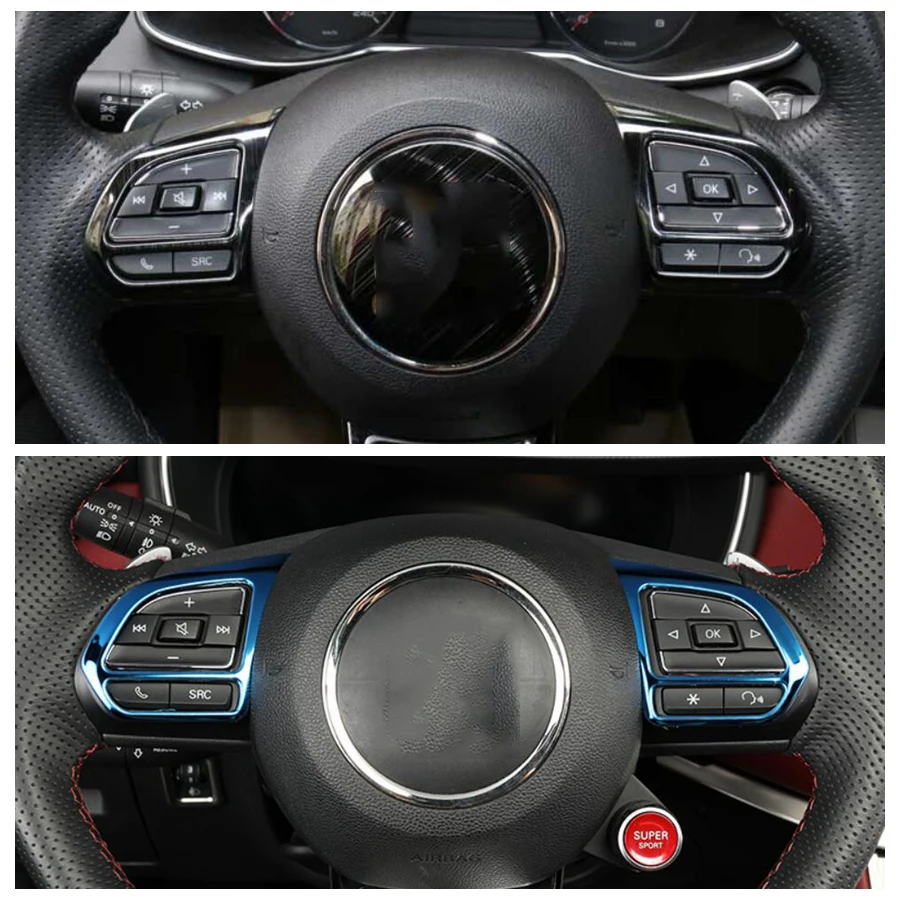 

Car Steering Wheel Trim Control Button Garnish Frame Cover For MG 5 6 ZS HG 2018 - 2022 Carbon Fiber / Red Interior Accessories