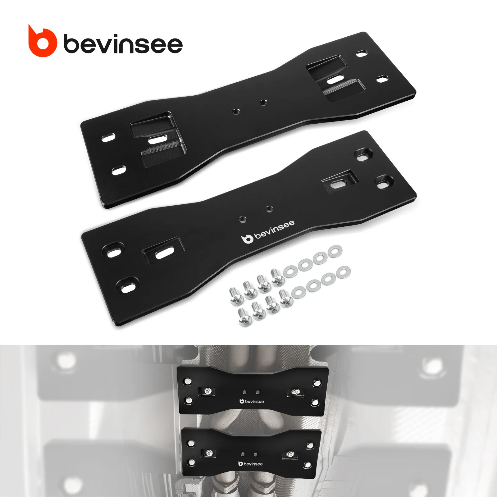 BEVINSEE 2PCS Chassis Lower Reinforcement Brace For BMW E46 E90 E92 E93 M3 E88 E87 X1 E84 X3 E83