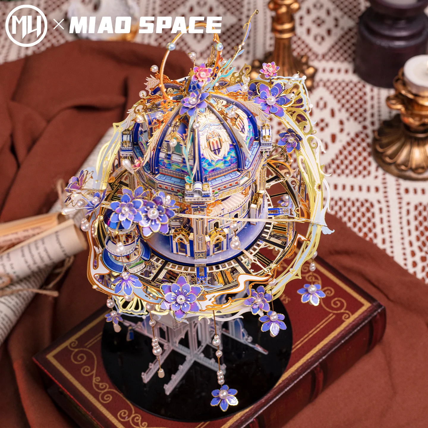 กล่องดนตรี MU โรมิโอและจูเลียต ปริศนาโลหะ 3 มิติ ของเล่น DIY ของตกแต่งโต๊ะทำงาน คลายเครียด ของขวัญสีสันสดใสสำหรับผู้หญิง