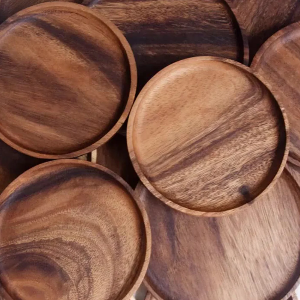 

Round Fruit 20x20x2CM Walnut Wood Salad Snack Dessert Cake Tray Wooden Dishes Round Wooden Tray Kitchen Living Room