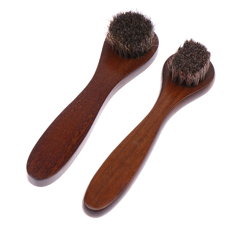 Brosse à Chaussures Durable avec Manche en Bois, Poils de Cheval, 1 Pièce