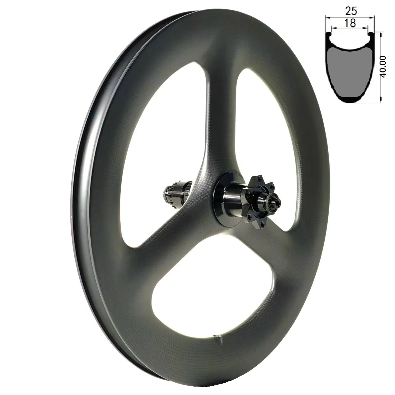 Juego de ruedas de carbono de 18 pulgadas, 355, 3 radios, bicicleta plegable Birdy, freno de disco en V, piñón fijo BMX, llanta para cubierta, 40mm de profundidad, 25mm de ancho, buje 36T