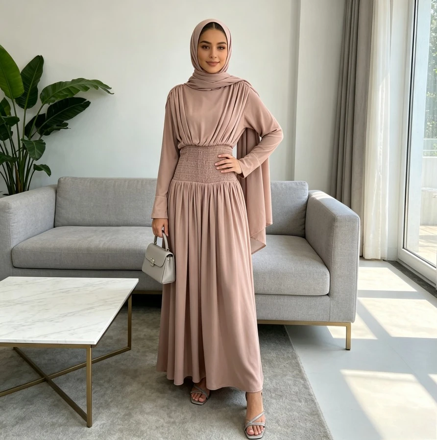 Women Dress Hijab 2 Piece Set Abaya Eid Jalabiya Ramadan Morocco Dubai Kaftan Vestidos Dresses Khimar Suit Arab Muslim Long Robe