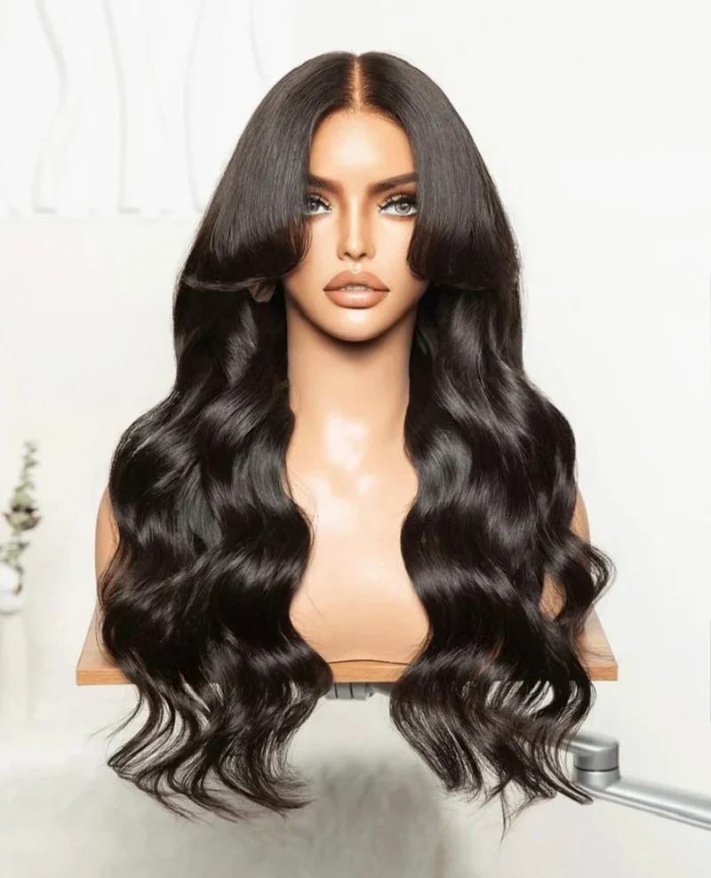 

Glueless Long Natural Balck 28'' Body Wave 5x5 Silk Base Jewish Human Hair Wig Baby Hair HD Lace European Hair Preplucked