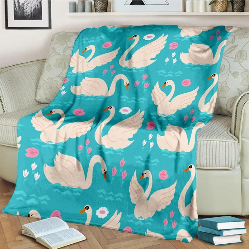 Swan Princess Cartoon Cygnus Blanket,Soft Throw Blanket for Home Bedroom Bed Sofa Picnic Travel Office Cover Blanket Kid