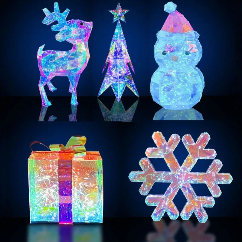 Christmas Cute Colorful LED Lights Snowman Christmas Tree Snowflake Unicorn Gift Box Christmas Day Scene Atmosphere Light