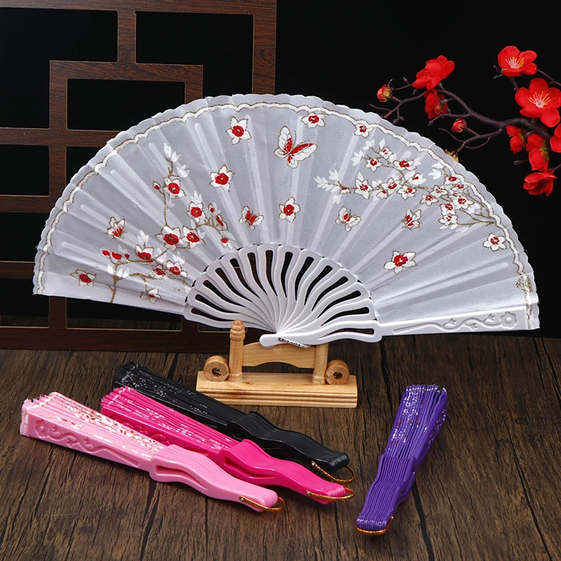 Ventilateur de phtalFan chinois portable pour femme, ventilateur pliant, Cheongsam, fleur de prunier, fête de mariage, cadeaux de décoration classiques