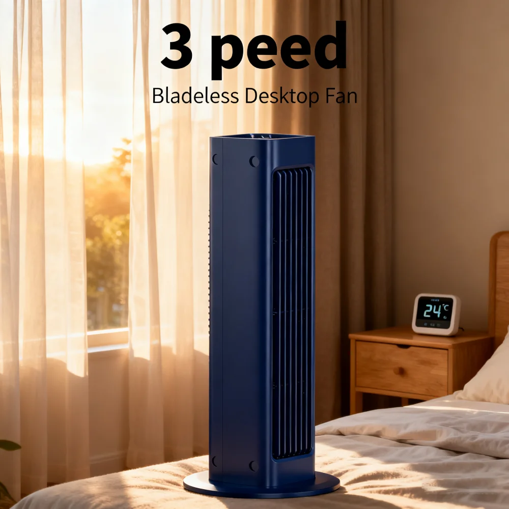 3가지 모드 무날개 선풍기 USB 플러그인 조용한 쿨러 LED 스탠딩 팬 조용한 TYPE-C 무날개 에어 쿨러 침실 거실 욕실용