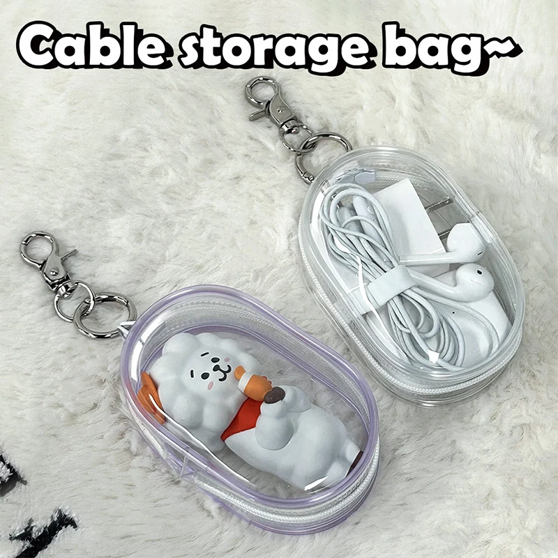 Transparent Plush Dolls Display Storage Bag Keychain Dust-Proof Data Cable Earphones Jewelry Pouch Organizer Bags