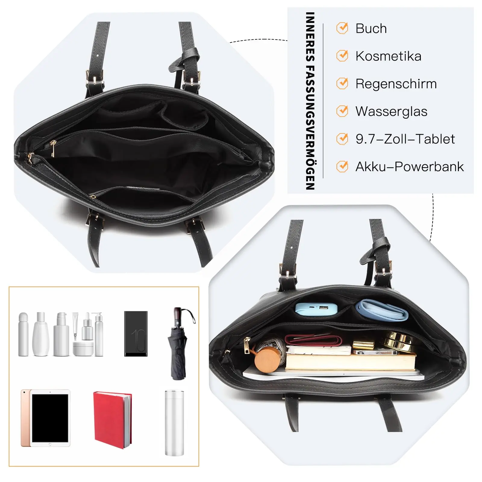 حقيبة يد نسائية من Miss Lulu حقيبة تسوق كبيرة بمقبض حقيبة حمل للعمل المدرسي هدية مثالية يومية #6