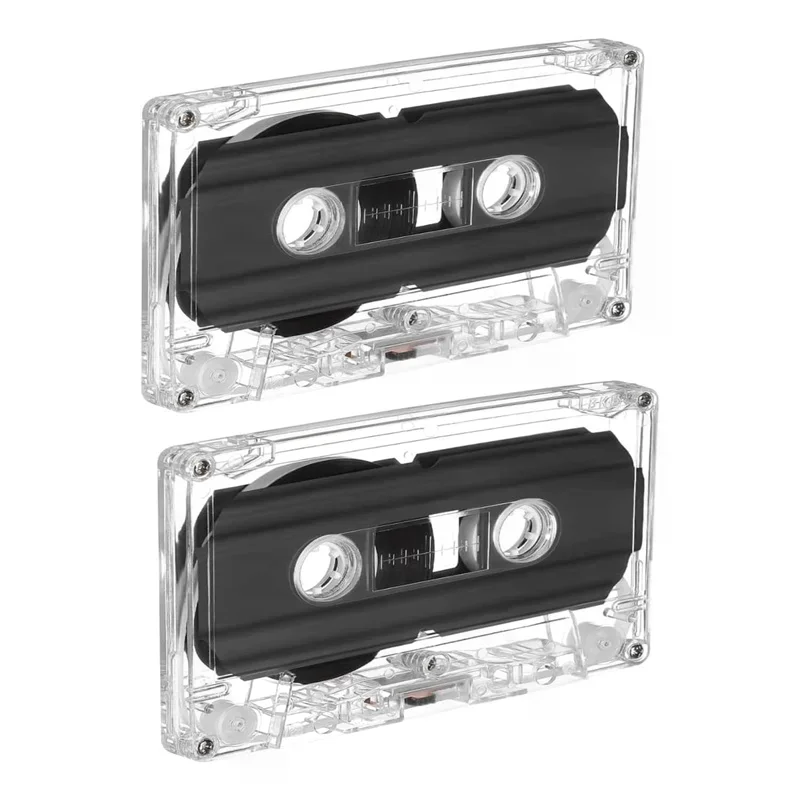 2Pcs Blank Cassette Tapes 60-Minute Durable Audio Recording Retro Design For Teaching Diy Party Messages Speech Music Storage
