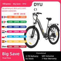 DYU C1 Electric Bike 350W Motor 36V 10Ah Battery 26*2.5 inch All-terrain Tires 25km/h Max Speed 65km Max Range Dual Disc Brakes