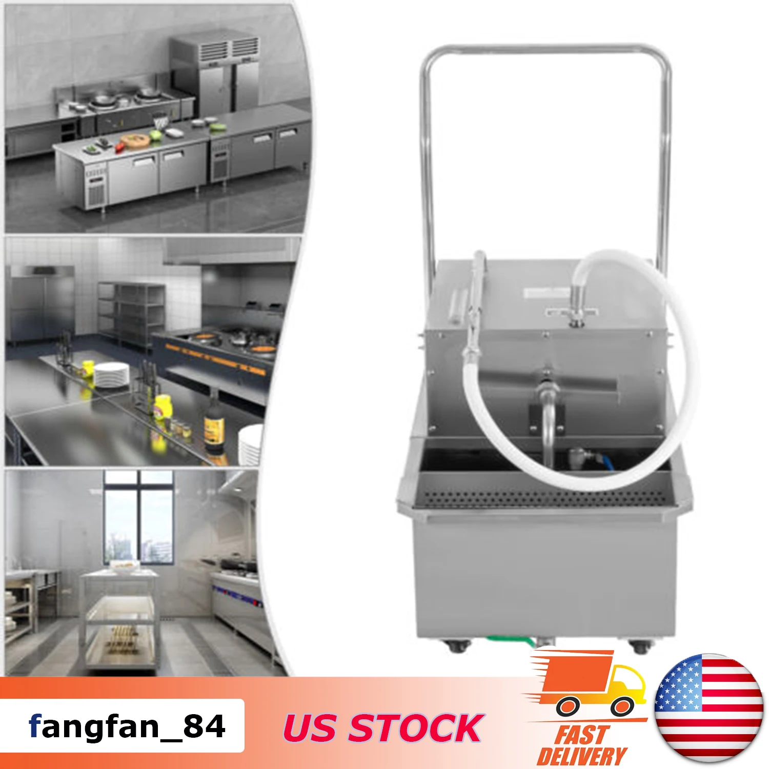 

55 L /14.5 Gal Commercial Mobile Fryer Filter Machine/Oil Filter Truck, 550W Fryer Filter Frying Oil Filtering System
