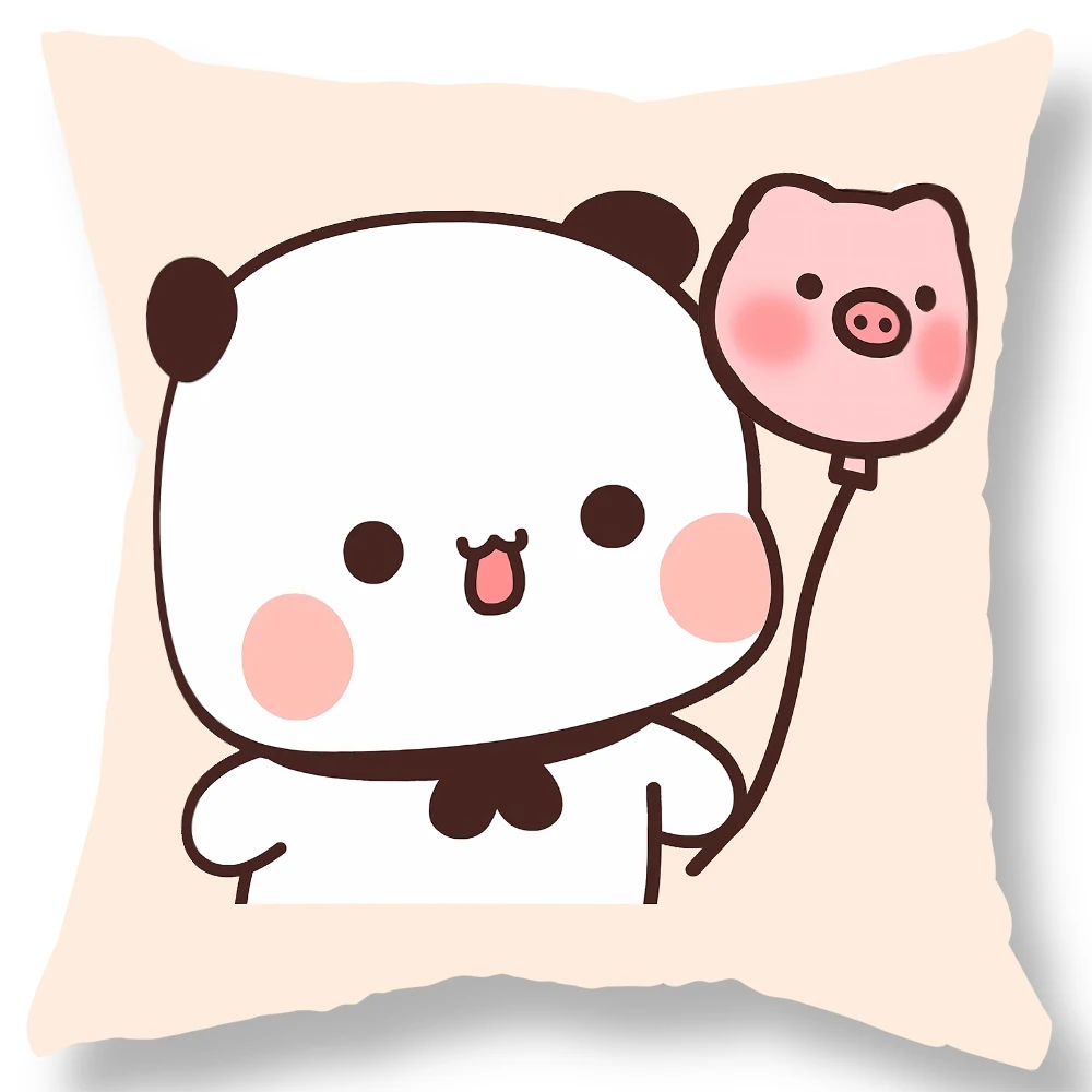 Cute Bear Piggy Balloon Print Pillowcase Kawaii Cartoon Anime Sofa Cushion Cover Bedroom Room Home Decoration Gift