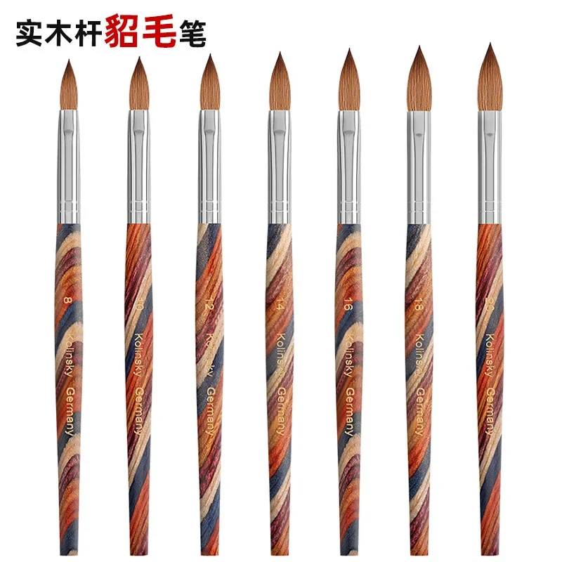 TIANMI 100% Pure Kolinsky Nail Brush Stripe Wood Nail Pen UV Gel Polish Extension Builder Manicure Painting Drawing Brushes