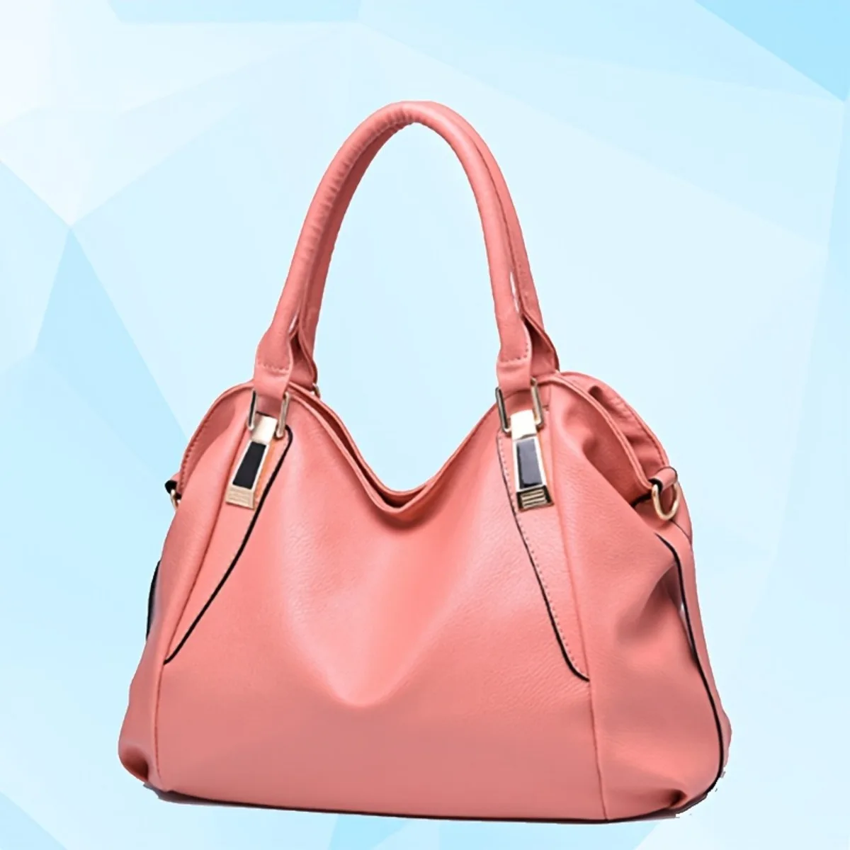 Soft Faux Leather Pink Tote Handbag Women's Large Capacity Shoulder Bag Solid Color Hobo Purse With Removable Strap For Shopping