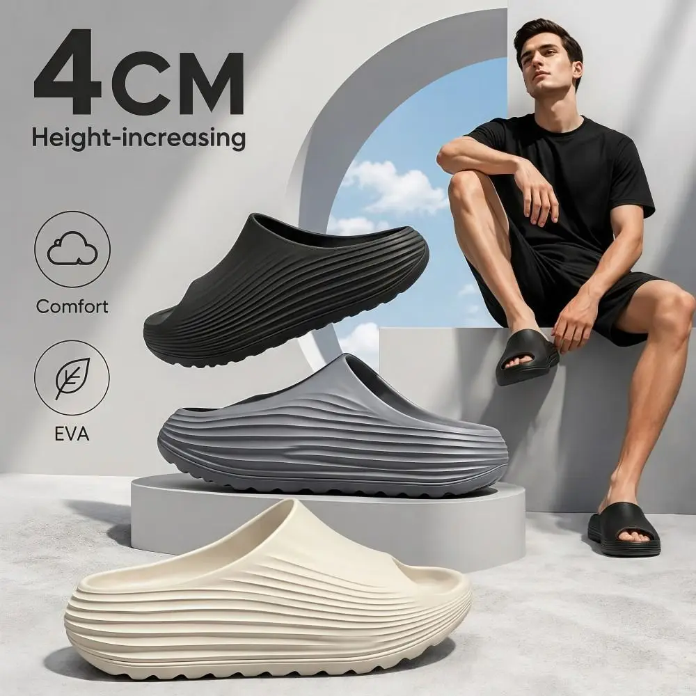 New Height-increasing Thick Heel Slippers Anti-Slip EVA Men's Slippers Step Sensation Anti-odor Cool Slippers Indoor Outdoor