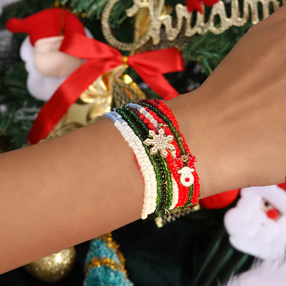 Aihua Neue 10 teile/los Weihnachten Armbänder für Frauen Mädchen Santa Claus Deer Glocke Weihnachten Baum Armband Charme Armreif Schmuck Geschenke – Detail 6