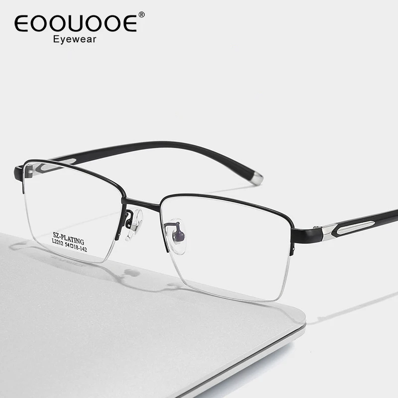 

Men Eyeglass Frames Metal Eyewear Half Design Lentes Prescription Optical Glasses Myopia Oculos Men's Lenses Anti-Reflection