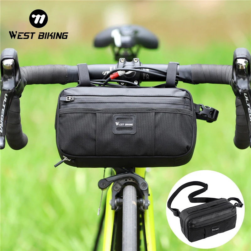 WEST BIKING Multifunction Bicycle Handlebar Bag Shoulder Waist Cycling Frame Bag Large Capacity MTB Road Bike Accessories