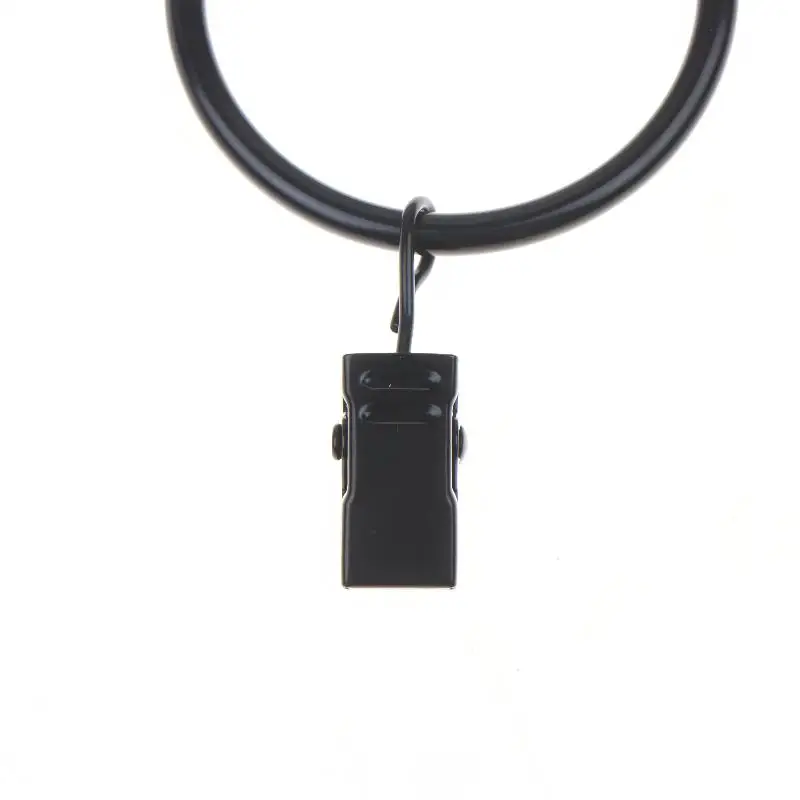 12 Stück Vorhangringe mit Clips, Metall-Vorhanghaken, schwarze Vorhangclips mit Ringen, Vorhangzubehör – Detail 14