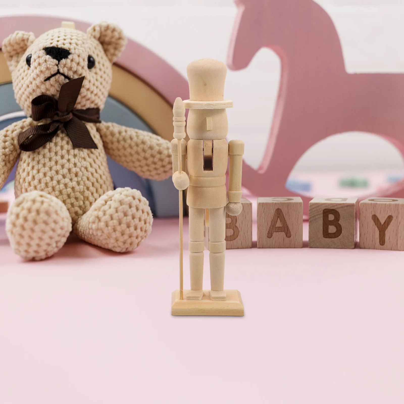 

1Set Christmas Wooden Unfinished Nutcracker DIY Blank Wood Nutcracker Puppet Xmas Ornament Decoration Gift Christmas Decoration