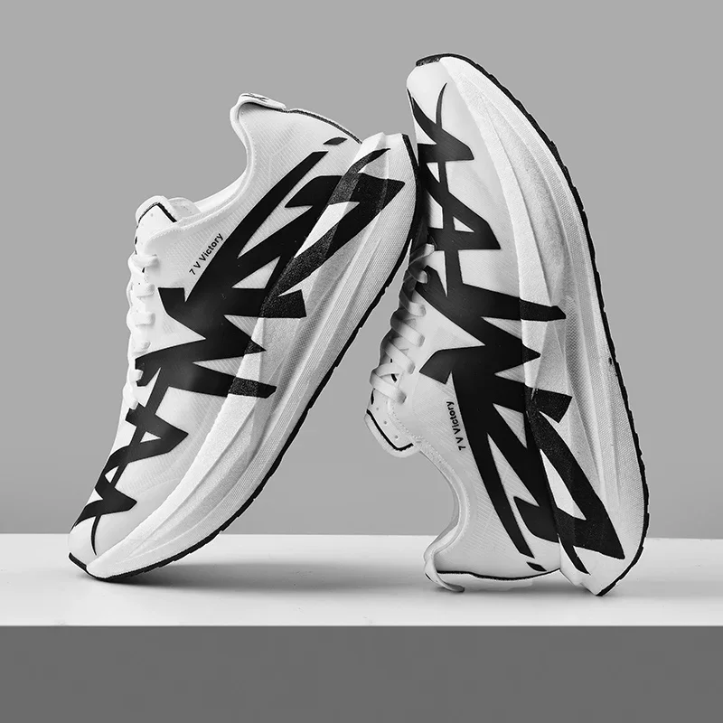 Men Running Shoes Breathable Thick Cushion Mesh Carbon Board Non Slip Marathon Athletic Sneakers Outdoor Jogging Gym Training
