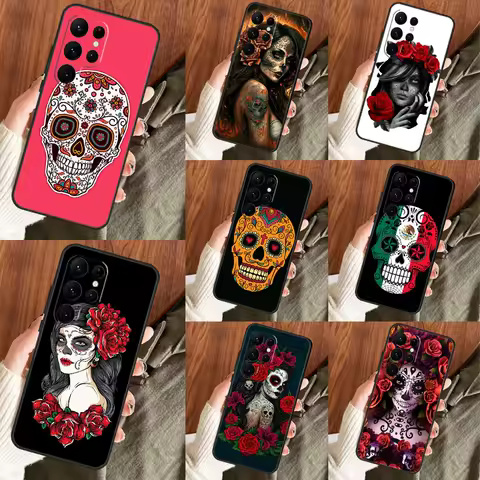 Mexican Skull Girl Tattooed Art Case For Samsung Galaxy S20 FE S21 FE S22 S23 Ultra S8 S9 S10 Plus Note 10 20 Ultra Coque