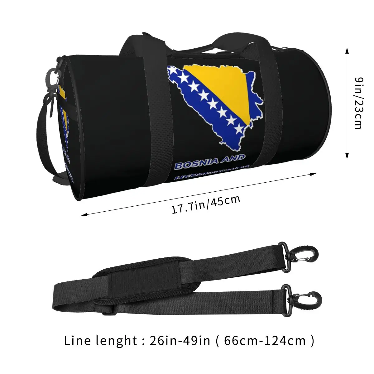 Bosnia And Herzegovina Flag Map Design Sport Bags with Shoes Gym Bag Waterproof Men Design Handbag Travel Colorful Fitness Bag