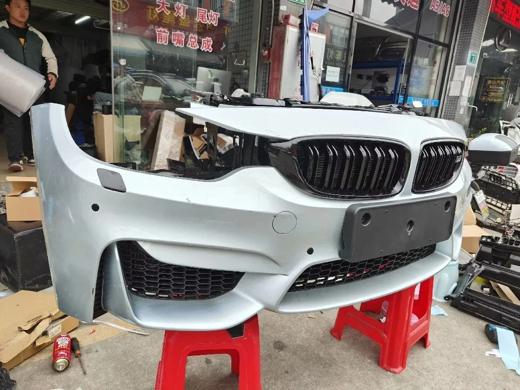 For M3M4F80F82 Original Front Nose Assembly Bumper Grille Headlight Fog Lamp Water tank Frame Condenser Anti-collision Beam