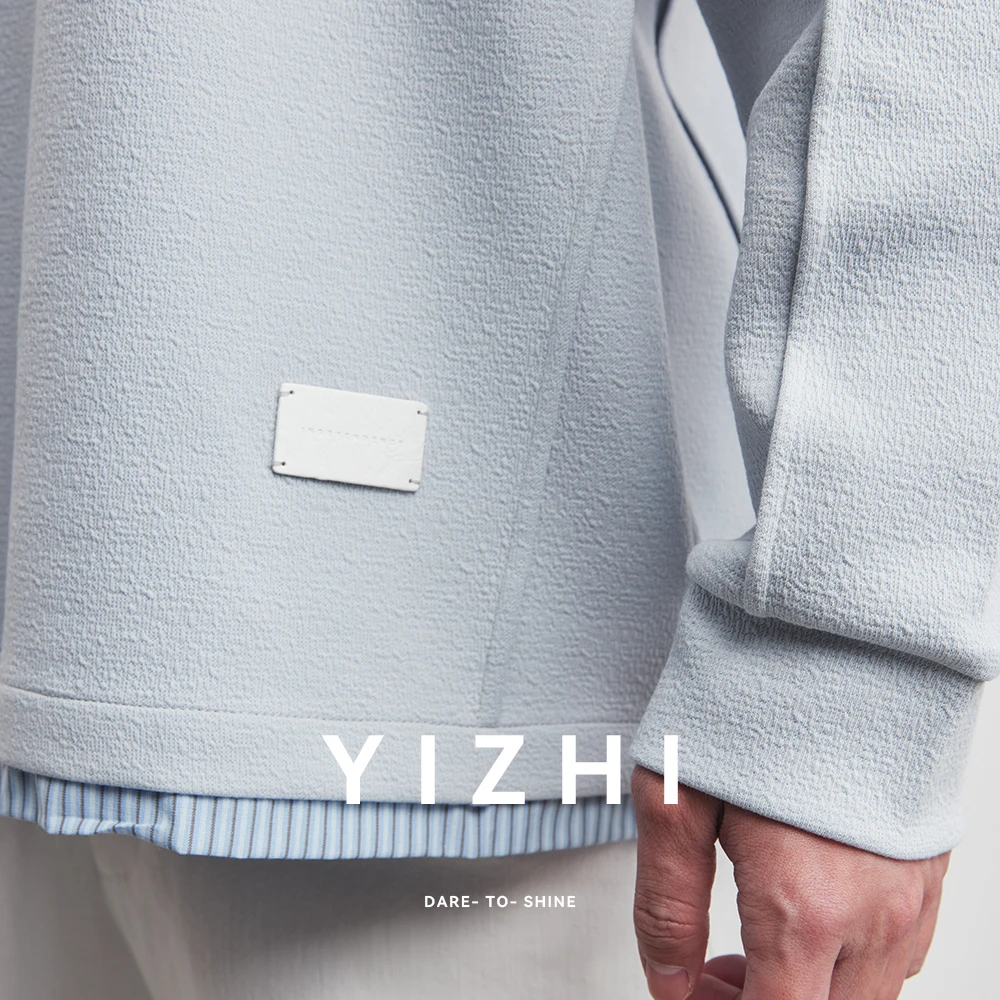 

Модный мужской свитер с круглым вырезом, универсальный, весна 2026, новинка, простой свободный крой, имитация двухслойности, полосатый дизайн, пуловер