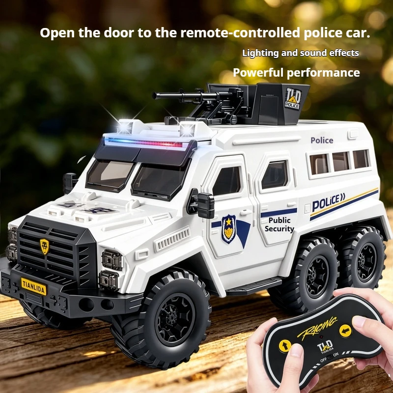 Tianlida 2.4g Remote Control Off Road Armored Police Car 1 16 Scale Rechargeable Electric Vehicle Toy Gift For Adults New Model