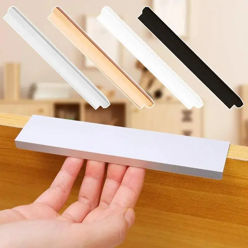 Hidden Furniture Handles Aluminum Alloy Wardrobe Drawer Knobs Non-punch Cabinet Cupboard Door Handle Pulls Furniture Hardware
