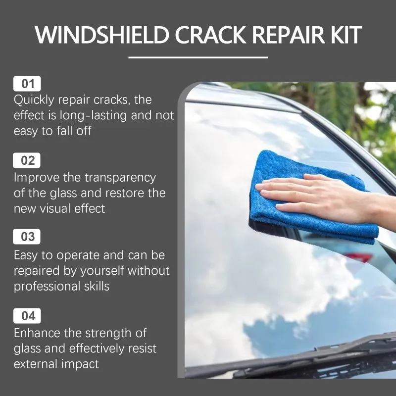 Strumenti di riparazione di crepe e graffi di vetro anteriore e posteriore fluido di riparazione efficace per crepe sul parabrezza dell'auto manutenzione trasparente